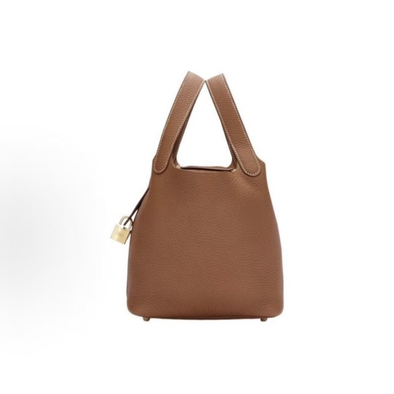 HERMES Picotin Lock 18 Gold buckle Basket Bucket Bag Handbag 18 Women\'s style 37 Gold Golden brown